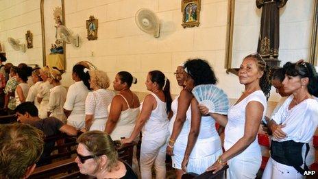 Members of the Ladies in White at the San Salvador Church in Havana