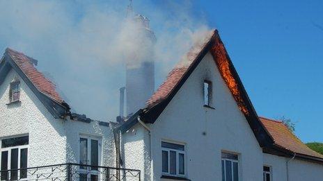 Roof destroyed by fire