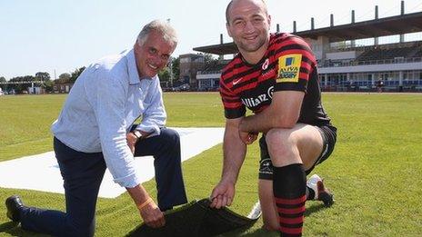 Saracens owner Nigel Wray and skipper Steve Bothwick at Allianz Park