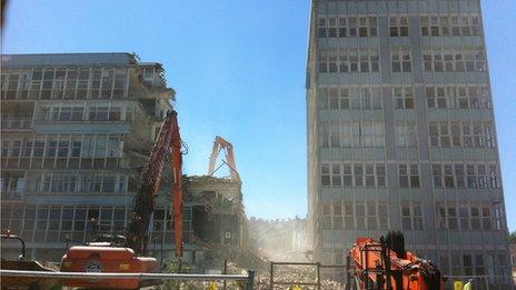 Demolition of Regent Circus college in Swindon