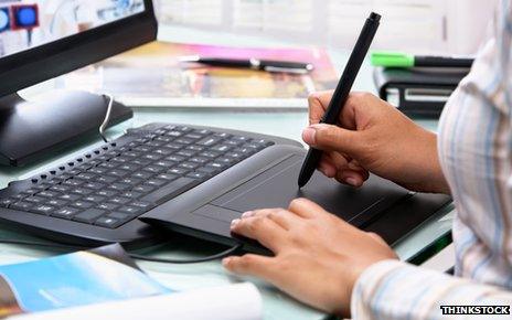 Graphic designer at work