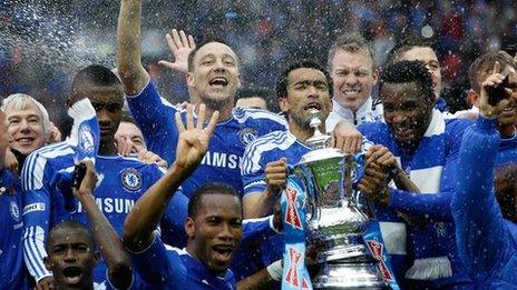 Chelsea celebrate last season's FA Cup win