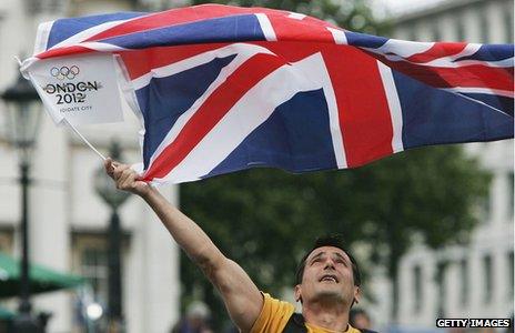 Person waving Union Jack