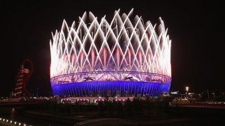 London Olympic Stadium during the opening ceremony (27 July)