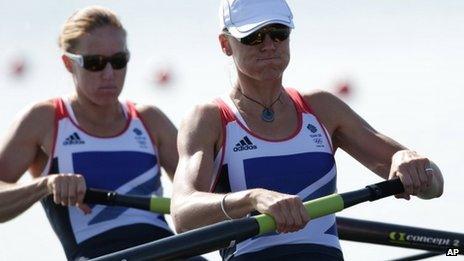 Heather Stanning (right) and Helen Glover during their women's pair heat at London 2012