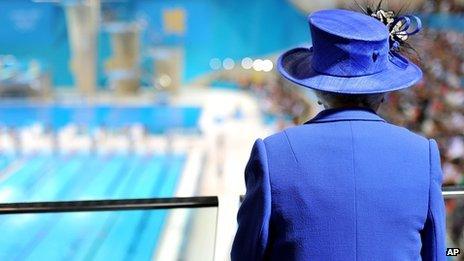 The Queen at the Aquatics Centre