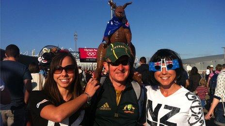 Spectators from New Zealand, Natalie Whittaker, Peter Kelly and Stephanie Whittaker