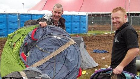 Tent collecting after Wakestock