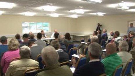 The meeting at Welshpool Livestock Market