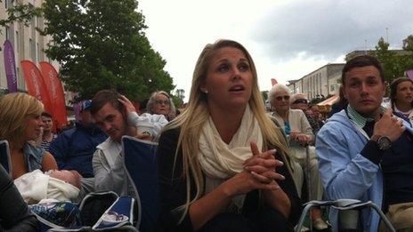 Brooke Graddon watching Tom Daley at the BBC Big Screen in Plymouth