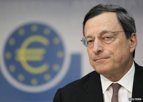 Mario Draghi addressing reporters at the ECB headquarters in Frankfurt, 9 July