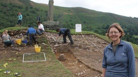 Professor Nancy Edwards from Bangor University at the site of the Pillar of Eliseg near Llangollen in 2011