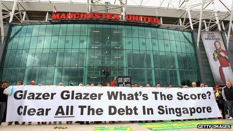 Protesters outside Old Trafford