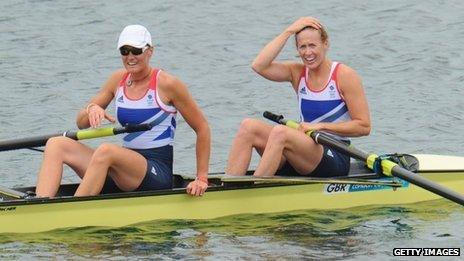 Helen Glover (R) and Heather Stanning