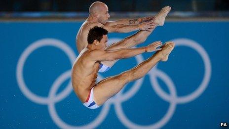 Tom Daley (front) and Peter Waterfield