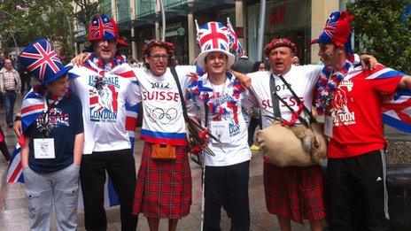 Fans from Great Britain and Switzerland gather in Cardiff ahead of the two matches at the Millennium Stadium