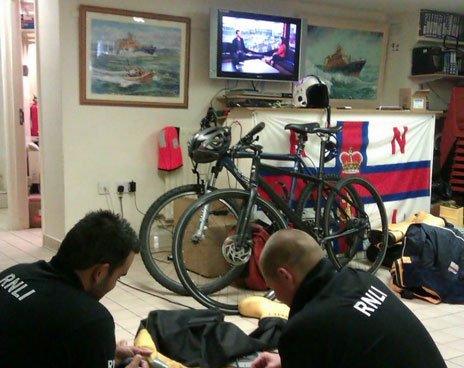 RNLI crew fixing kit