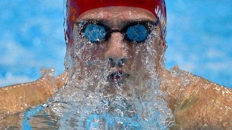 Britain's Michael Jamieson competes in the men's 200m breaststroke semi-finals