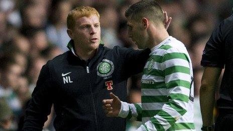 Celtic manager Neil Lennon and striker Gary Hooper