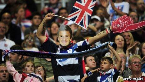 Fans at GB v Uruguay