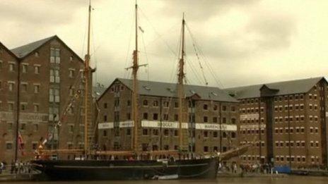 Tall ship in Gloucester Docks