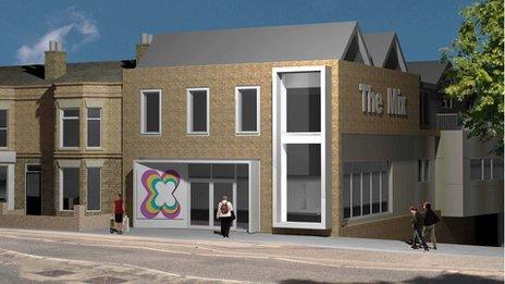 Artist's impression of the front of The Mix, Stowmarket