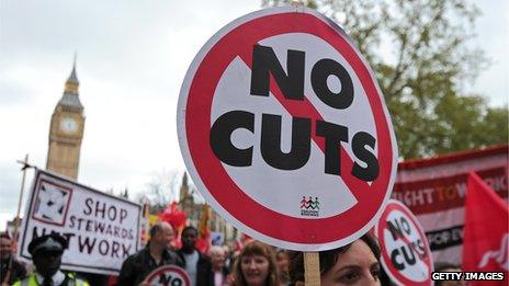 Striking public sector workers march in protest through central London, on May 10, 2012