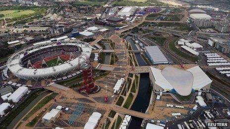 Aerial view of London's Olympic Park