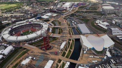 Aerial view of London's Olympic Park