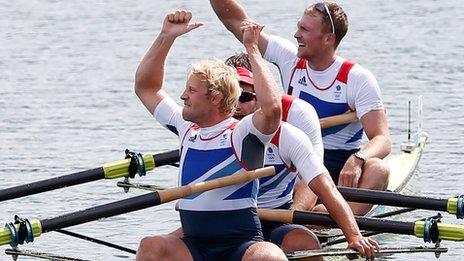 GB winning quartet of Pete Reed, Andy Triggs Hodge, Tom James and Alex Gregory