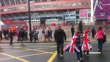 Team GB fans arrive at the Millennium Stadium