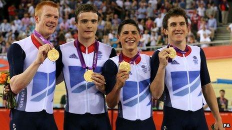 From left: Ed Clancy, Steven Burke, Peter Kennaugh and Geraint Thomas