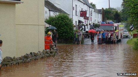 Flooding in Kingsteignton. Pic: Tim Parsons