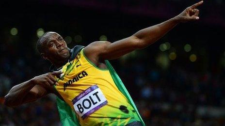 Usain Bolt celebrates victory