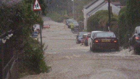 Flooding in Lampeter Velfrey near Narberth