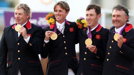 GB's showjumpers celebrate their team success