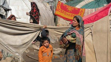 Refugee camp in Muzaffarabad, Pakistan-administered Kashmir