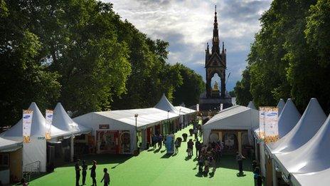 The Africa Village and the Albert Memorial, Hyde Park, London