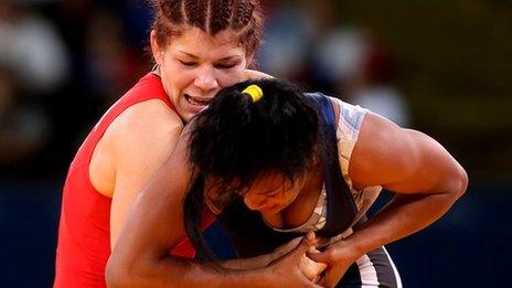 Britain's Olga Butkevych and Ecuador's Lissette Alexandra