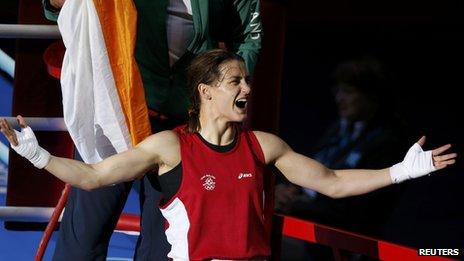 Katie Taylor celebrates