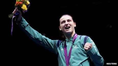 Katie Taylor celebrates