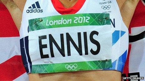 Jessica Ennis's athletics bib