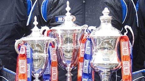 The Scottish First, Second and Third Division trophies