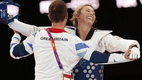 Jade Jones celebrates