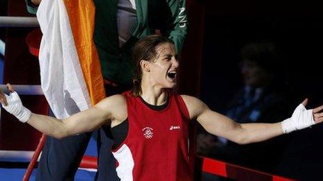 Katie Taylor celebrates