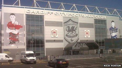 The new branding at the Cardiff City stadium