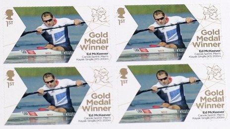 Royal Mail stamps celebrating Ed McKeever's gold medal