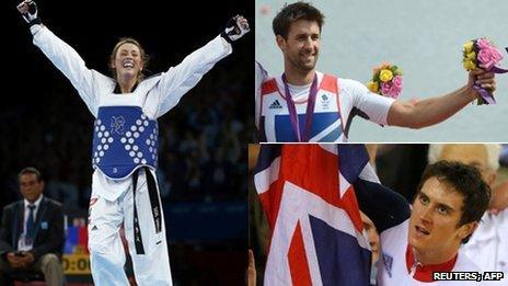 Jade Jones( Reuters/Darren Staples); top: Tom James (AFP/GettyImages/Franciso Leonfrancisco); bottom: Geraint Thomas (Reuters/Cathal McNaughton)