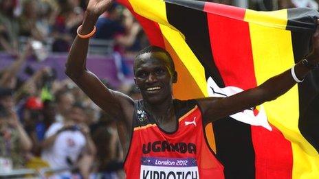 Stephen Kiprotich wins the marathon