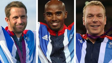 Ben Ainslie, Mo Farah and Sir Chris Hoy